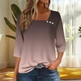 thumbnail image 6 of NuoCaiYun Womens Asymmetrical Neck Shirts Gradient Color 3/4 Length Sleeve Blouses Casual 3/4 Length Sleeve Going Out Tunic Tops, 6 of 6