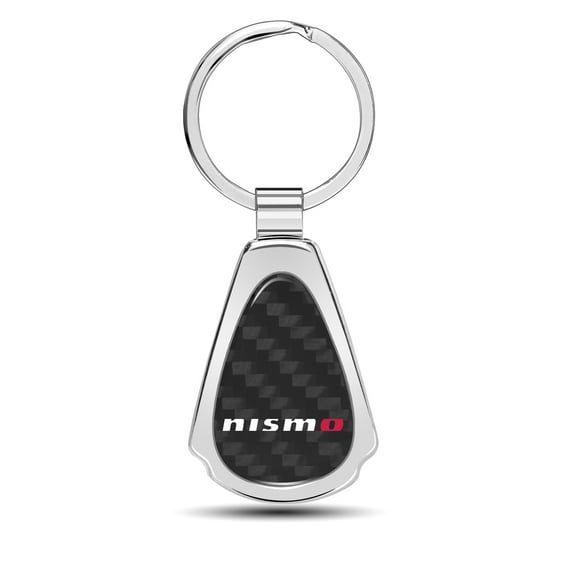 Nissan NISMO Real Black Carbon Fiber Chrome Metal Teardrop Key Chain