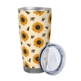 thumbnail image 2 of Lsque Sunflowers And Bee Pattern 20oz Car Cup with Lid and Straw, Insulated Coffee Cup with Straw Topper, Spill Proof Travel Coffee Mug, Stainless Steel Tumble-Without Straw, 2 of 8