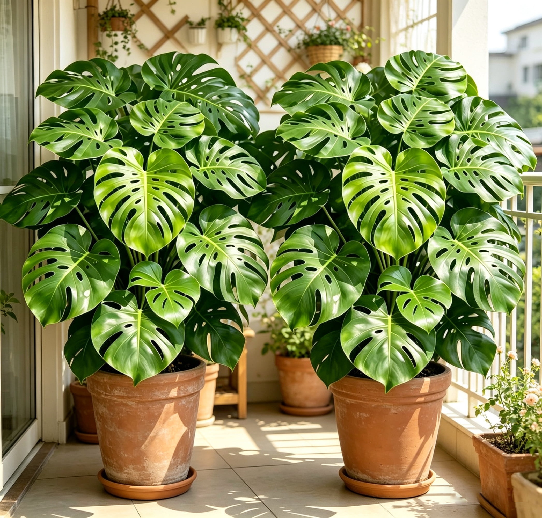 24.01 Inch Artificial Monstera Tree 2 Pack - Faux Split Leaf Philodendron Fake Plant, UV Resistant, No Pot Included, for Home Office Living Room Indoor Outdoor Decor