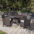 thumbnail image 5 of GDF Studio Healy Outdoor Wicker 5 Piece Dining Set with Cushion, Multibrown and Light Brown, 5 of 8