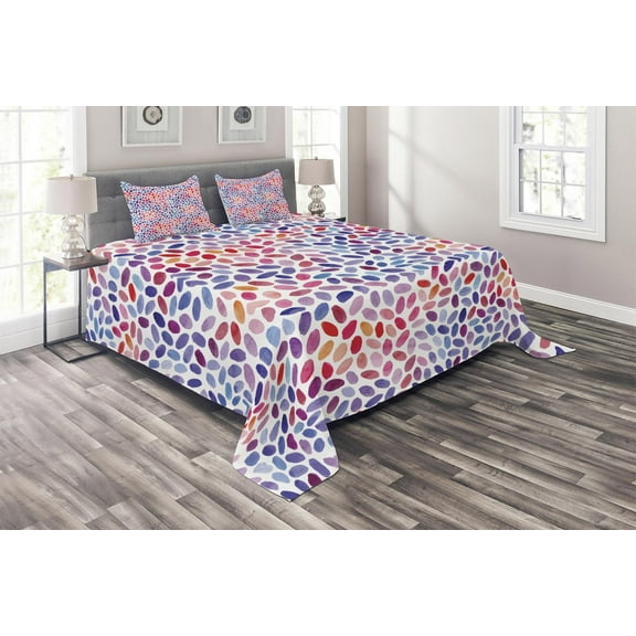 Ambesonne Abstract Quilted Coverlet 3 Pcs, Trippy Funky Sketchy, Queen Size, Multicolor