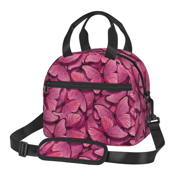 Fotbe Butterfly Bolsa de Almuerzo con Estampado, Lonchera Aislada, Contenedores de Comida Reutilizables Tipo Cooler a Prueba de Fugas