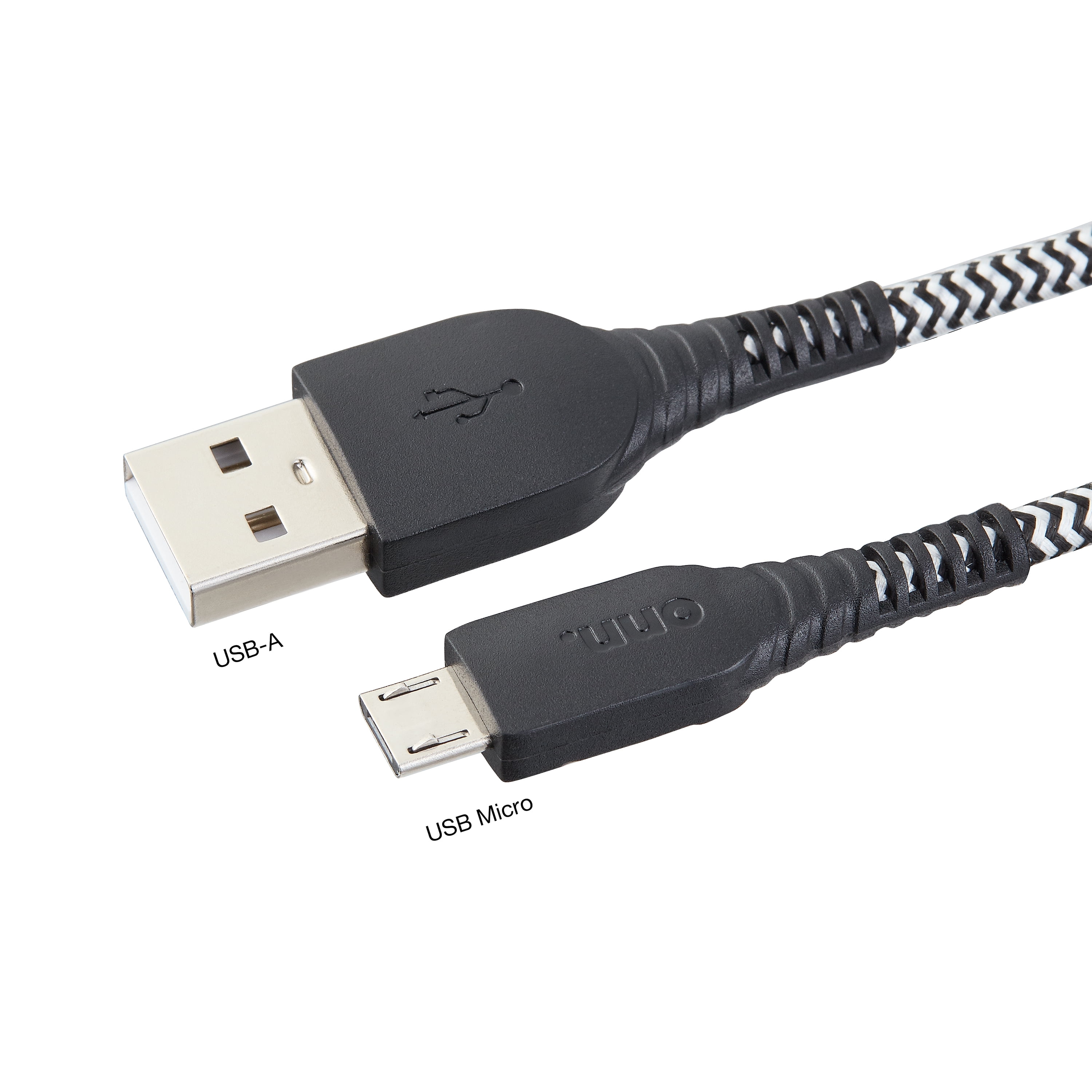 onn. 6' Braided Micro-USB to USB Cable, Black