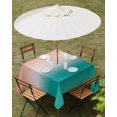 thumbnail image 3 of Teal Pink Ombre Outdoor Tablecloth with Umbrella Hole, Modern Abstract Art Gradient Spillproof Waterproof Outdoor Table Cover, Patio Tablecloths for Party/Garden/Picnic, Square 54"x54", 3 of 9