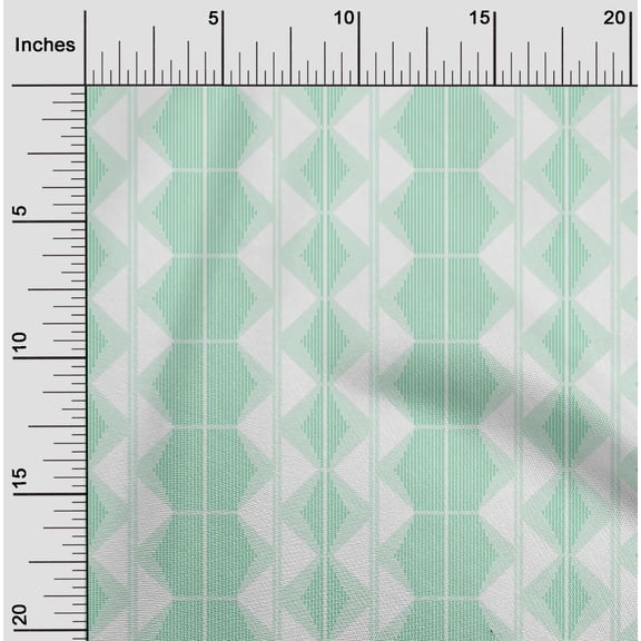 oneOone Organic Cotton Poplin Twill Fabric Triangle & Hexagon Geometric Print Fabric By The Yard 42 Inch Wide