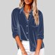 thumbnail image 4 of Blusas para mujer,Camisa de terciopelo con botones, blusa de manga corta con cuello en V, textura arrugada, mezcla de lino, ropa informal, sopatenor, 4 of 9