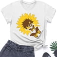 thumbnail image 5 of Summer Casual Tshirts for Women Loose Fit Crewneck Floral Printed Basic Tees Short Sleeve Tops Pullover T Shirt (2XL, Yellow 01), 5 of 5
