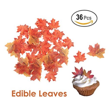 Georld Set Of 36 Edible Fall Leaves Gold Leaf Cake Decorations
