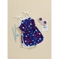 thumbnail image 6 of Aojekbee Kid Girls Jumpsuit, Tie-up Spaghetti Straps Stars Print Romper 4th of July Clothes, 6 of 10