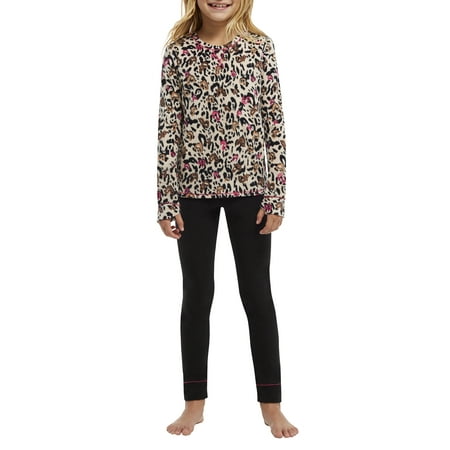 Climate Right by Cuddl Duds Girls' Fleece Warm Thermal Underwear with Thumbholes Set