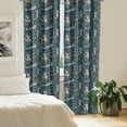 thumbnail image 2 of Ambesonne Woodland Window Curtains, Happy Raccoon and Flowers, Each 28" W x 84" L, Night Blue and Multicolor, 2 of 4