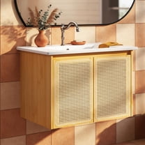 Floating Bathroom Vanity with Sink, 30" Wall Mounted Modern Bathroom Cabinet,Undermount Sink,Storage Cabinet with Large Drawer, Soft-Closing Louvered Doors with Integrated Ceramic Basin
