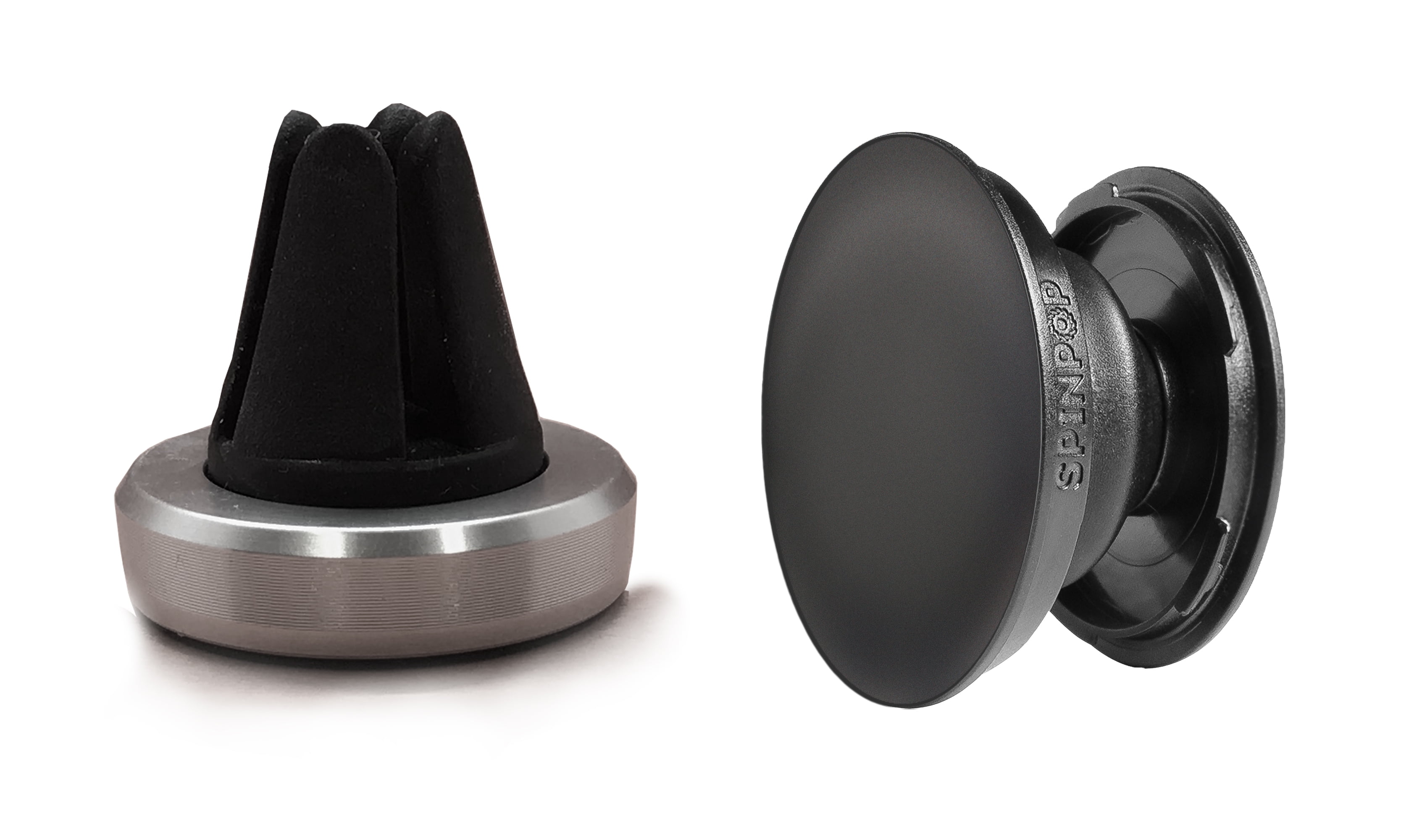 360 Mount Matte Hematite Spinpop Support Magnetic Car Mount Plus Collapsible Grip and Kickstand for Phones and Tablets