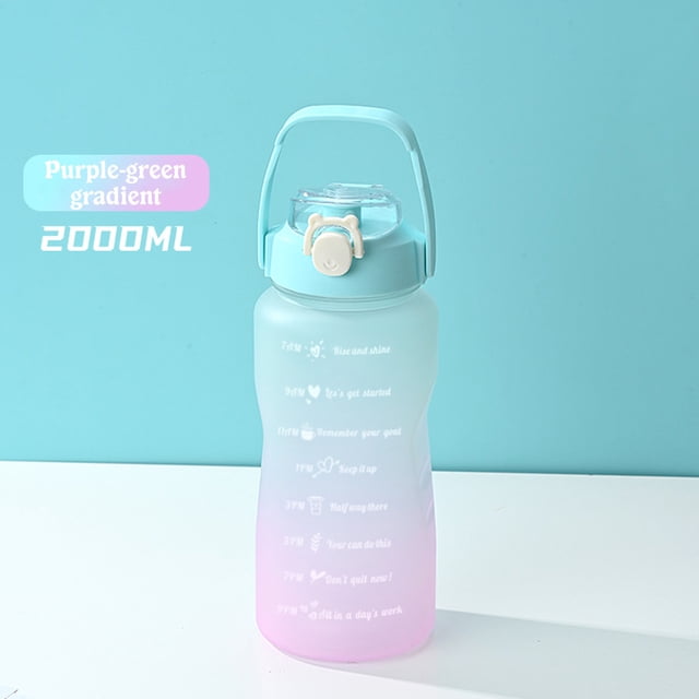Botella de Agua Motivacional, Sin Bpa, a Prueba de Fugas, Apertura con Una Sola Mano, Flujo Rápido de Agua, Boca Ancha para Hielo y Frutas, Hidratación para Deportes Al Aire Libre, Citas Ins
