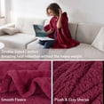 thumbnail image 7 of Catalonia Women's Poncho Cape, Sherpa Fleece Cloak Coat, Snuggly Hooded Wearable Blanket, Gift Idea for Adults and Teen Girls, Wine, 7 of 7