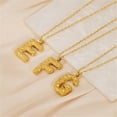 thumbnail image 4 of PAURO Initial Necklaces for Women Bubble Pendant Charm Gold Plated Letter K Stainless Steel Name Alphabet F Dainty Chain Personalized Statement Simple Elegant Jewelry Gold Letter P, 4 of 6