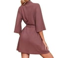 thumbnail image 5 of Elainilye Fashion Robes For Women Bathrobe Solid Long Sleeve V-Neck Pajamas Home Dress Nightgowns Loungewear,Pink, 5 of 9