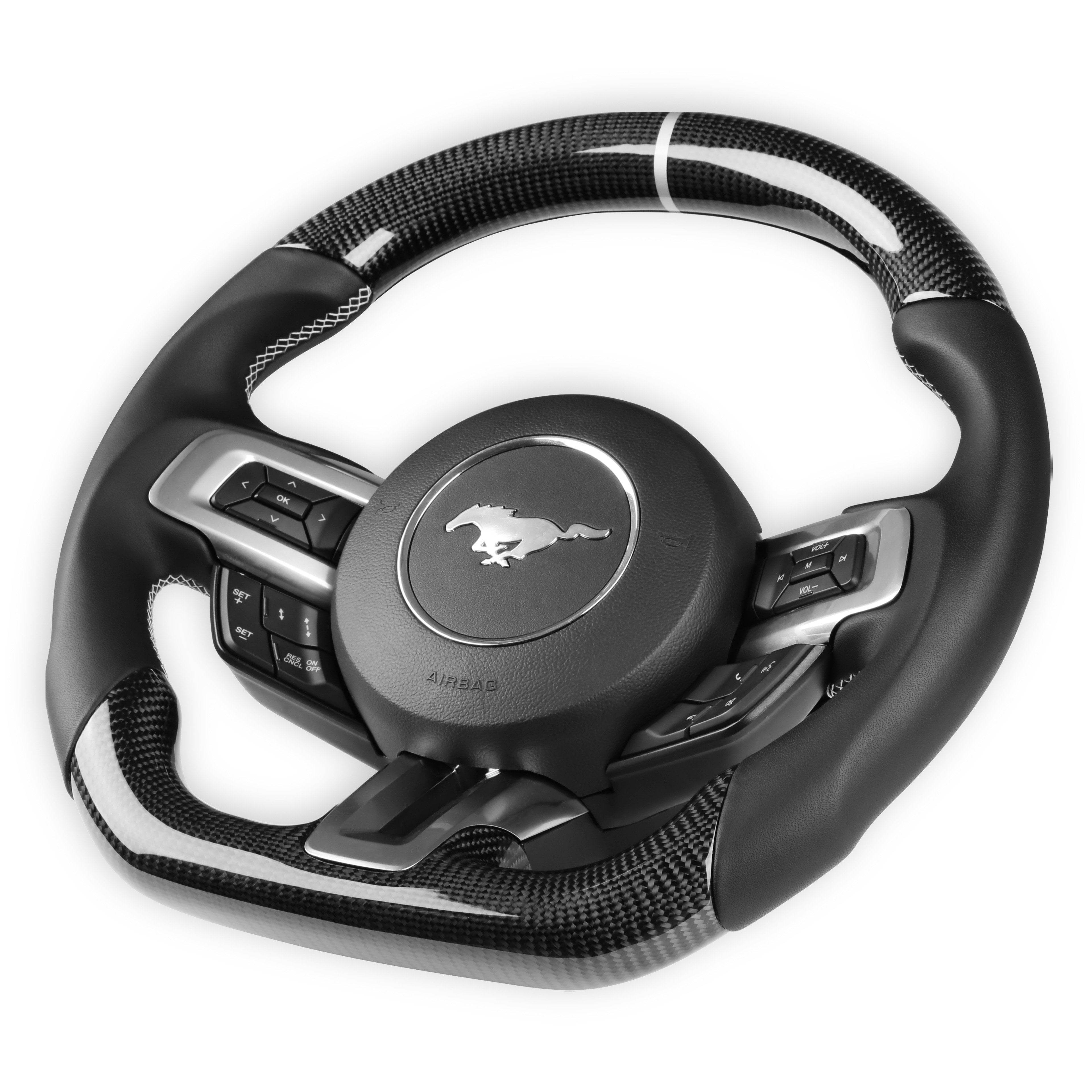 Drake Muscle Cars MU950-05 Steering Wheel - Carbon Fiber with Leather Grips