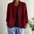 thumbnail image 2 of PBFRDSJ Tops for Women Trendy Summer Classic Pleated Textured Cotton Linen Jacket Single-Breasted Lapel Long Sleeve Cardigan Business Casual Work Outwear, 2 of 5