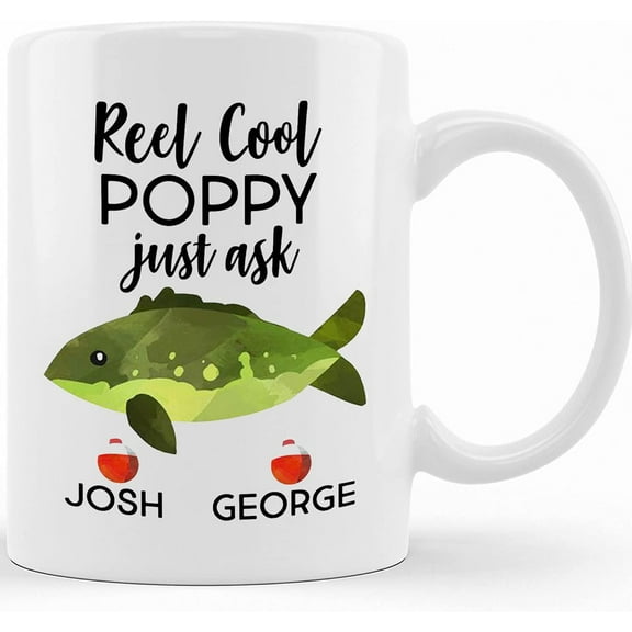 Personalized Fishing Gift For Poppy, Christmas Gifts For Poppy, Personalized Name Mug, Custom Mug For Poppy, Mug With Kids Names, Funny Fisherman Gift, Ceramic Novelty Coffee Mugs 11oz, 15oz Mug, Tea