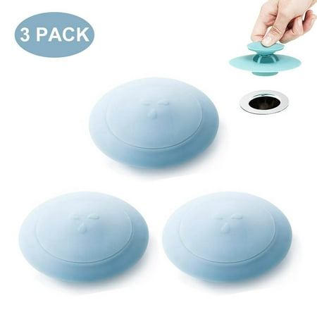 Rubber Water-drop Tub Drain Stopper Hair Catcher/Straine,2 in 1 Stop & Filter-Blue 3