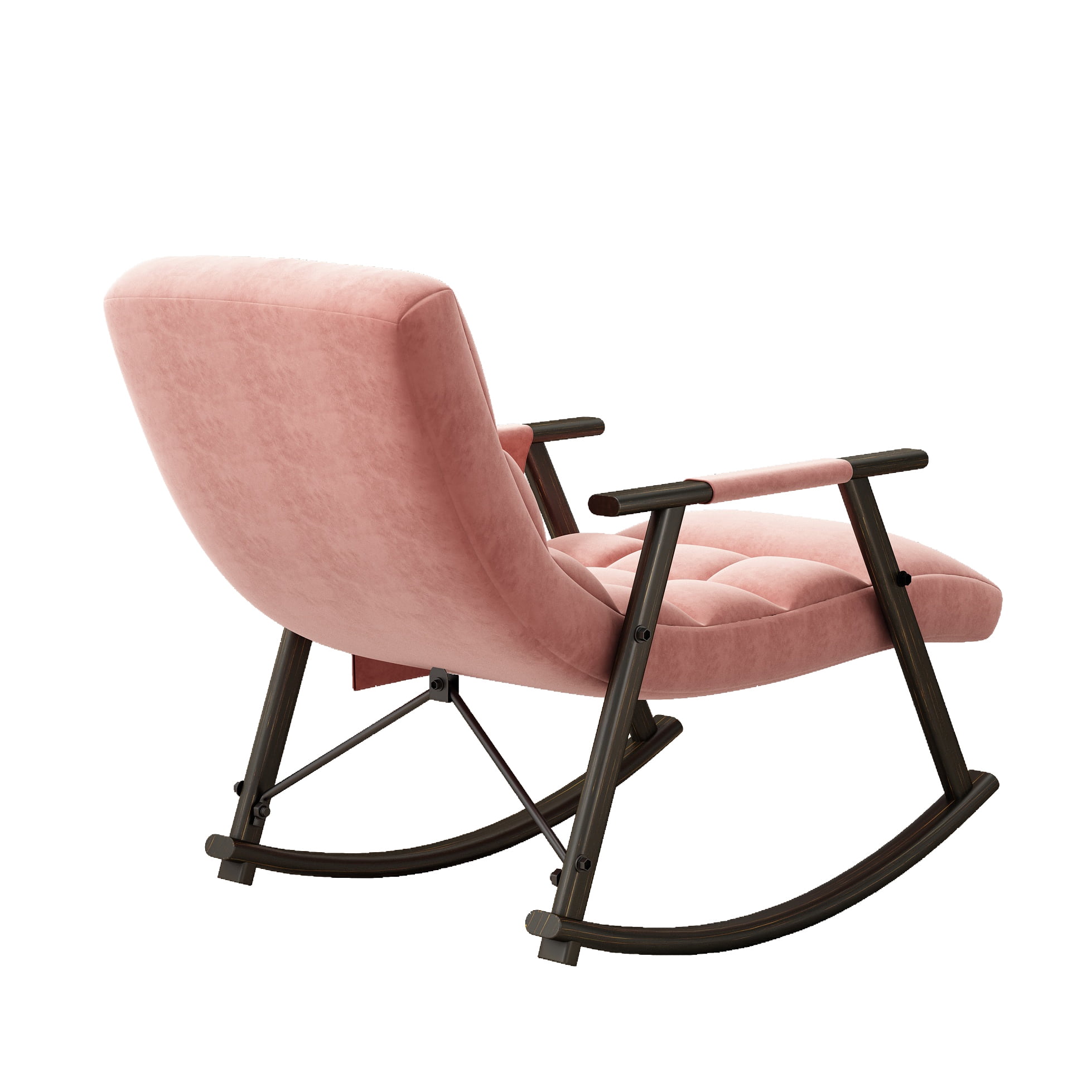 Aukfa Upholstered Rocking Chair, Lounge Chair w/ Adjustable Back & Foot Rest,GrayAdjustable Pink
