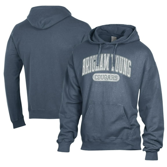 Men's Comfort Wash  Navy BYU Cougars Lightweight Fleece Pullover Hoodie