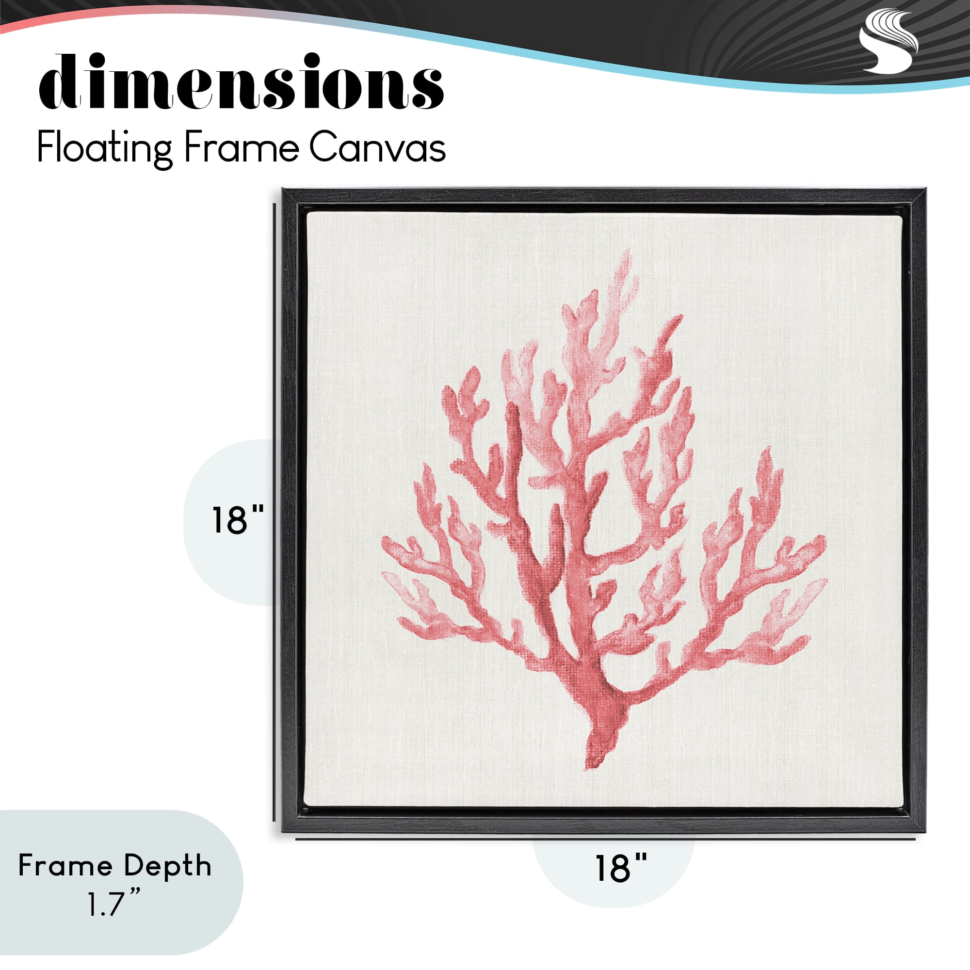 Stupell Industries Muted Pink Coral Branch Black Framed Floater Canvas Wall Art, design by Janet Tava