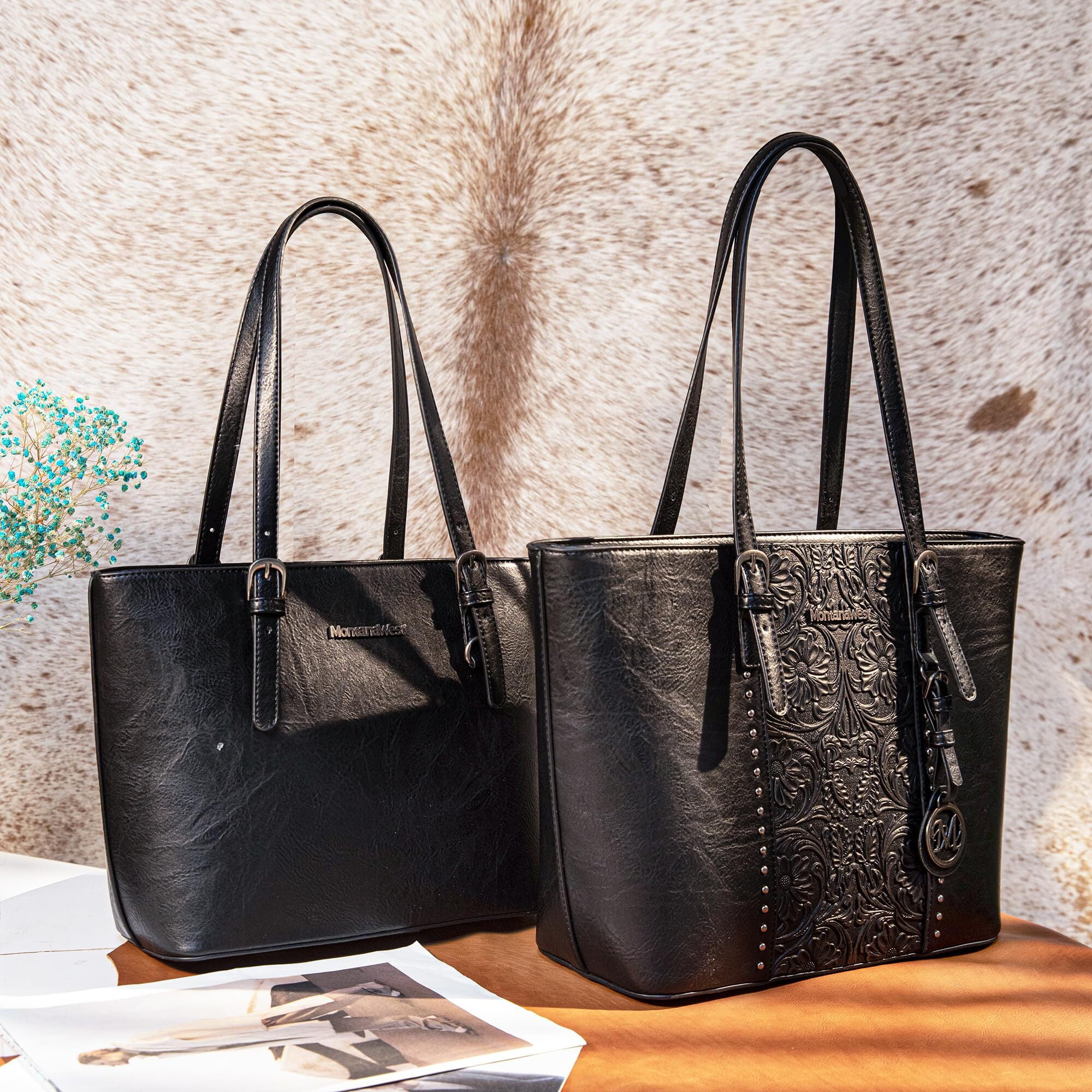 Montana West Tote Bag for Women Large Purse and Handbags Set Embossed Collection Purse 2Pcs Set