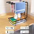 thumbnail image 3 of 1pc Kitchen Dishcloth Towel Rack Wall-mounted Punch-free Table Storage Rack Scouring Pad Steel Wire Ball Draining Rack Sponge Holder With Drain Pan For Kitchen Sink Home Kitchen Supplies, 3 of 8