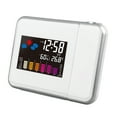 thumbnail image 5 of Reloj electrónico de proyección blanca Reloj despertador electrónico de escritorio portátil para el hogar con pantalla de temperatura y humedad para dormitorio de oficina, 5 of 5