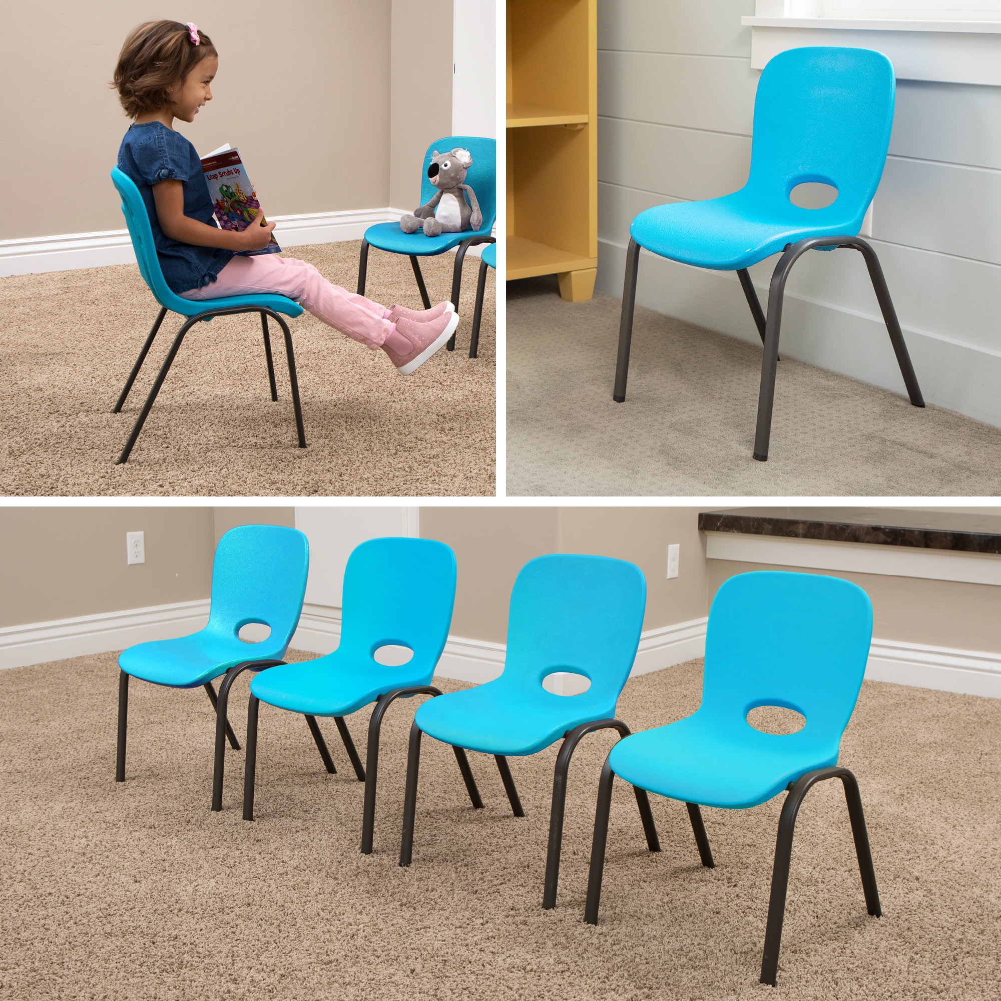 Lifetime Kids Stacking Chairs Indoor/Outdoor Glacier Blue, 4