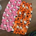 thumbnail image 2 of Hellokitty-Pijama de franela Sanrio para mujer, pantalones de pijama de Halloween, ropa de dormir cálida, ropa de noche, ropa de casa informal, pantalones de Graffiti para el hogar, 2 of 4