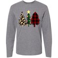 thumbnail image 3 of Inktastic Three Christmas Trees in Plaid and Leopard Print Long Sleeve T-Shirt, 3 of 5