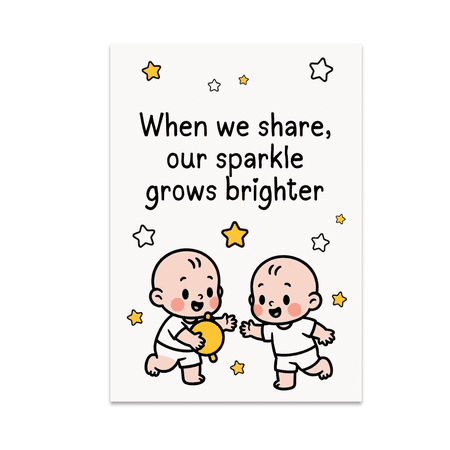 Toddler Sharing Art - Kids Room Decor - 13x19 Poster Print