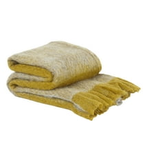 Peppermint Home Shaded Mohair Throw Blanket, 50"x 70", Golden Yellow