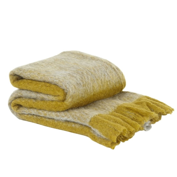 Peppermint Home Shaded Mohair Throw Blanket, 50"x 70", Golden Yellow