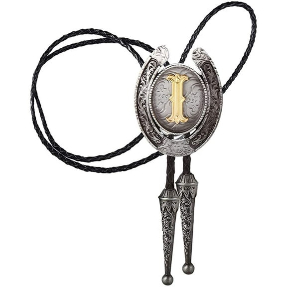 Vintage Bolo Tie for Men- Initial Letter ABCDMJR to Z Western Cowboy Bolo Tie for Women