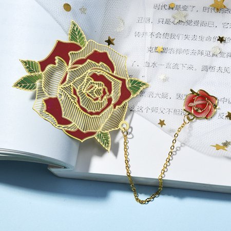 

Homeex Creative Metal Painted Bookmark Chinese Style Rose flower pendant