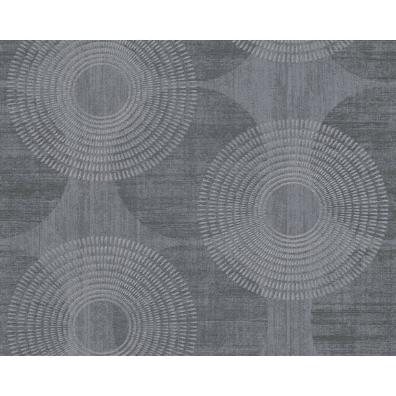 Concord Wallcoverings Textured Wallpaper Geometric Circles Structure, Gray Silver, 21 In x 33 Ft (56 sq. ft), 378326