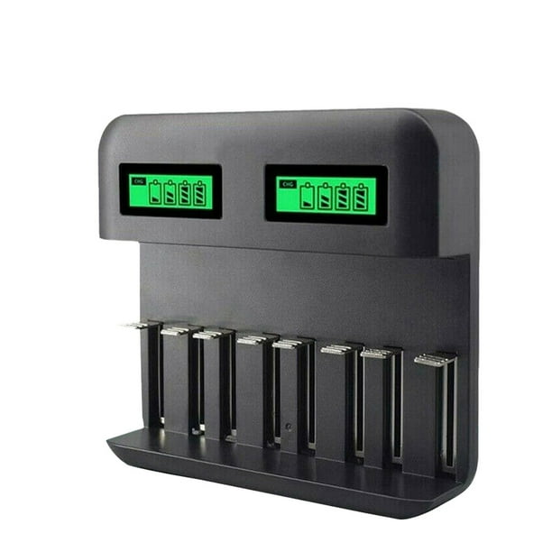 AA/AAA Battery Charger LCD Display 8 Slot USB Digital 1800mA Shortcircuit Protection House