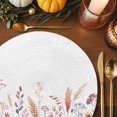 thumbnail image 3 of Pastoral Pink Flower Round Braided Placemats Set of 8, Sunflower Leaf Farm Plant Country Heat Insulation Place Mats Washable Non-Slip Table Mats for Kitchen Dining Party, 15 Inches, 3 of 9