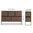 thumbnail image 3 of mDesign Wide 5-Drawer Storage Dresser, Steel Frame, Fabric Bins, Espresso Brown, 3 of 7