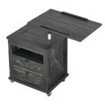 thumbnail image 4 of Resenkos Lift Top Desk Cart, Mobile Rolling Table, Wood Storage Cabinet with Drawers, Adjustable Height Utility Cart, Dark Wood Grain, 4 of 11
