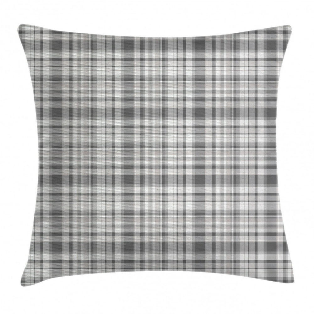 Grey Decor Throw Pillow Cushion Cover, Pattern with Modified Stripes Crossed Horizontal and
