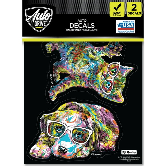 Auto Drive Colorful Pet Decals - 2 Pack
