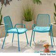 thumbnail image 4 of Noble House Chaise Club en Fer Extérieur Omaha avec Coussin en Sarcelle Mat (Lot de 2), 4 of 13