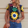 thumbnail image 6 of Fotbe Colorful Mexican Flower Women's Crew Neck Short Sleeves Bodysuit Tops Round Neck Slim Sleeveless Soft Comfortable Basic-Small, 6 of 7
