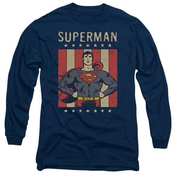 DC Comics Retro Liberty-Long Sleeve Adult 18/1 Navy